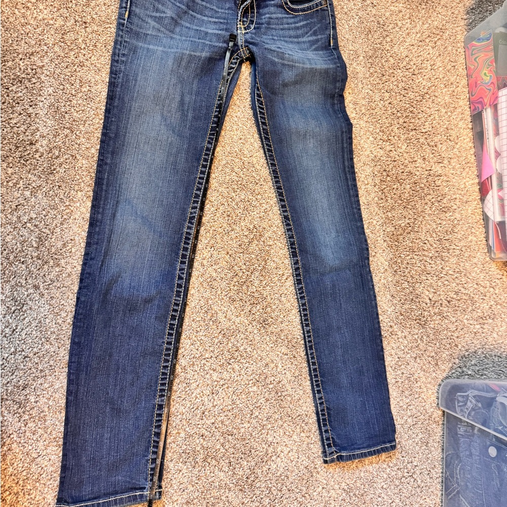 BKE Blue Skinny Jeans with Dimensional Fading